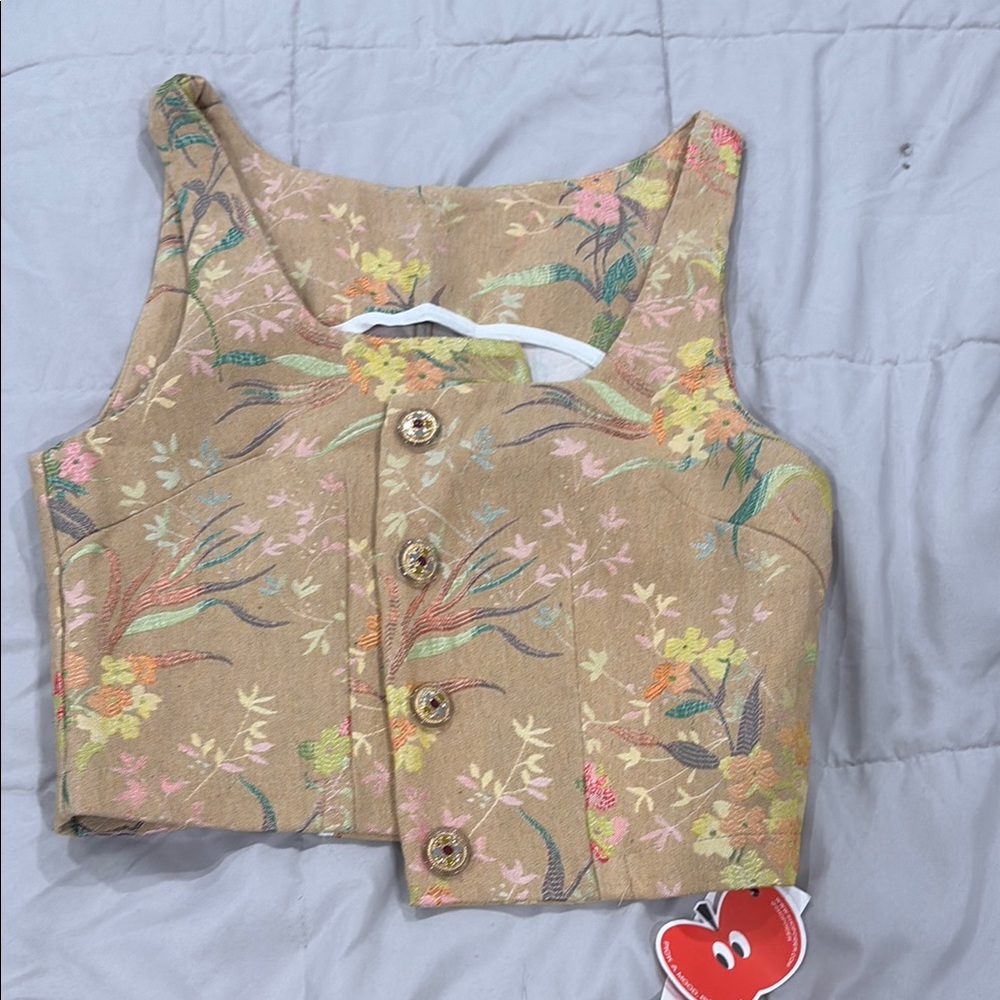 Floral Button-Up Crop Top